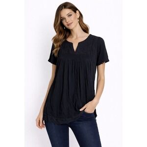 Knox Rose- Black Eyelet Boho Blouse Size S